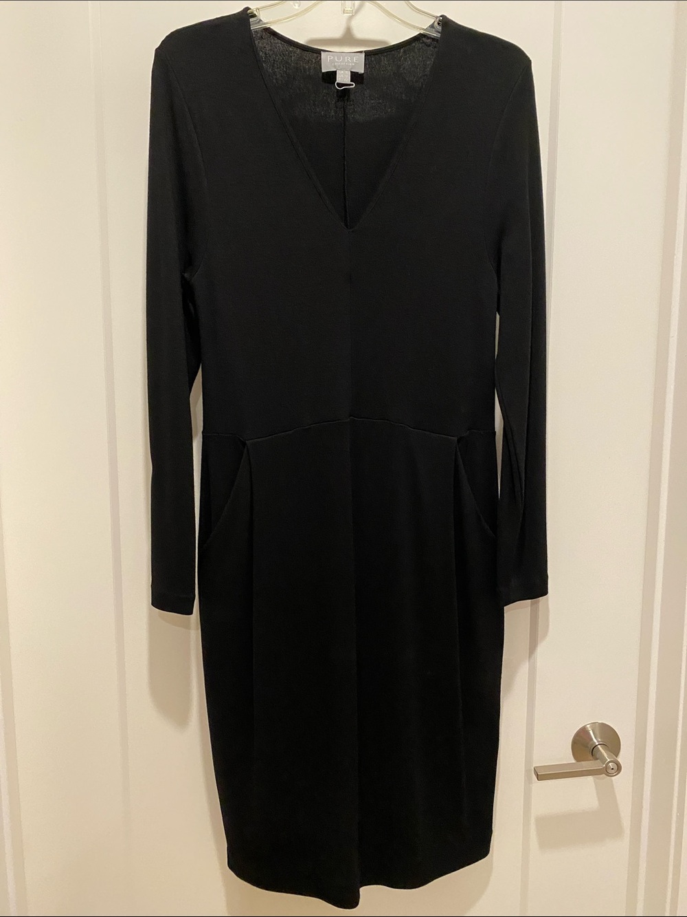 Pure Collection Black Knit Jersey Long Sleeve Sheath Dress